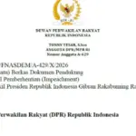 Beredar Surat Usul Impeachment Gibran Rakabuming Raka Ke Pimpinan DPR oleh Tonny Tesar, S.Sos