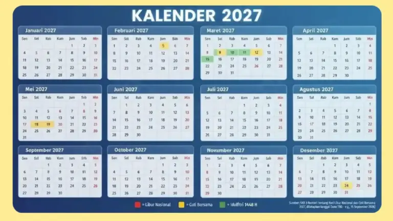 Kalender 2027 Lengkap: Daftar Tanggal Merah Libur Nasional dan Cuti Bersama SKB 3 Menteri