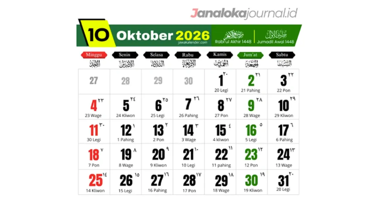 Kalender Oktober 2026